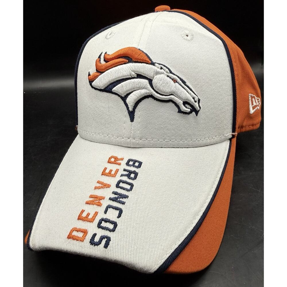 New Era Denver Broncos 9Forty White/Orange Adjustable Strap Hat Cap EUC